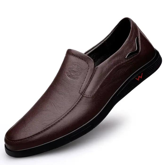 CLOHOO chaussures décontractées d'affaires pour hommes chaussures en cuir de vachette superposées fa