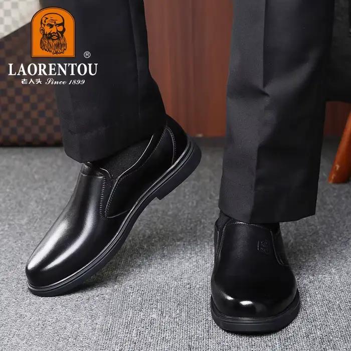LAORENTOU-Chaussures respirantes en cuir véritable pour homme, souliers de conduite souples, pour le