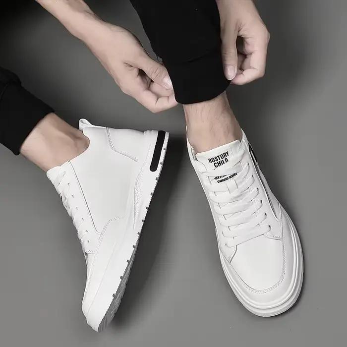 Chaussures rehaussantes en cuir véritable pour hommes, baskets décontractées, augmentation recommand