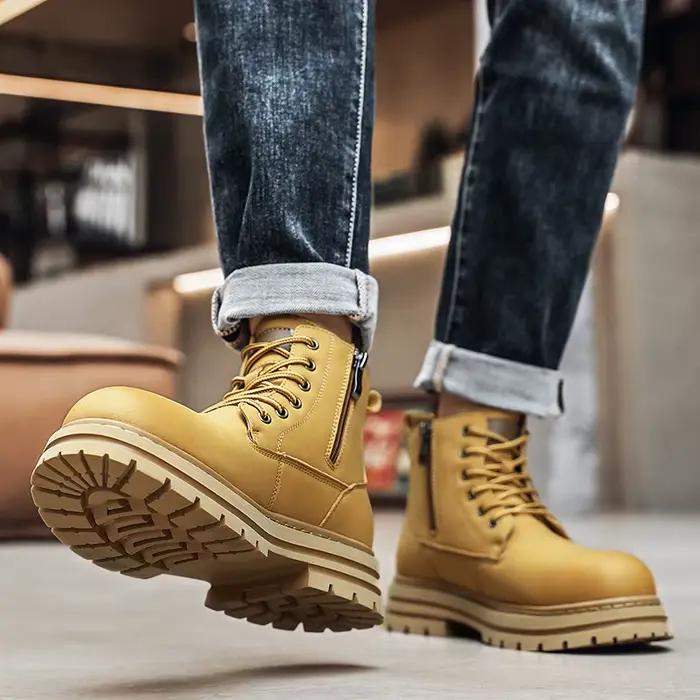 Nouvelles bottes d'automne et d'hiver pour hommes bottes de pluie montantes à la mode avec fermeture