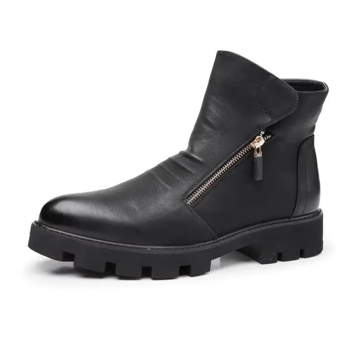 Bottes de cowboy à plateforme en cuir véritable pour homme, beau style de rue, style britannique, co