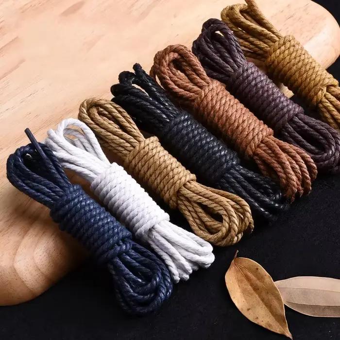 1 paire Shoelce lacets en cuir décontractés lacets ronds cirés chaussures Martin bottes chaussures d