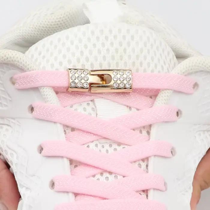 Lacets élastiques baskets diamant croix serrures lacets sans attaches enfants adulte 8MM largeur san