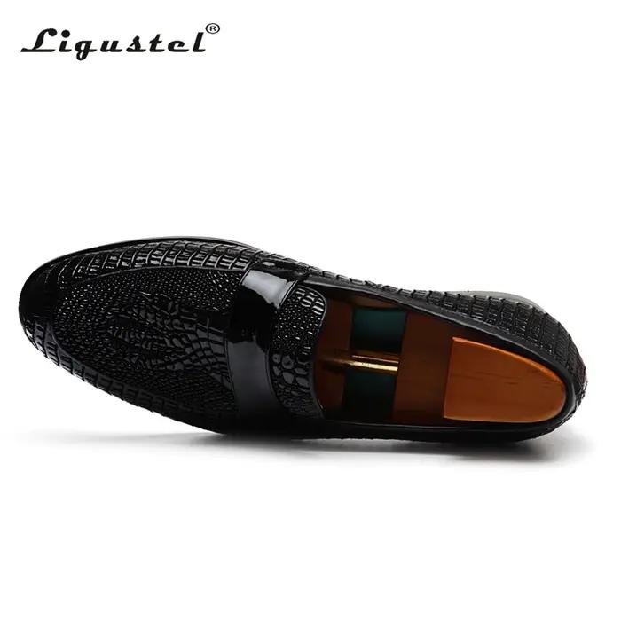 Ligustel chaussures pour hommes concepteur noir chaussures habillées formelles hommes mocassins orig