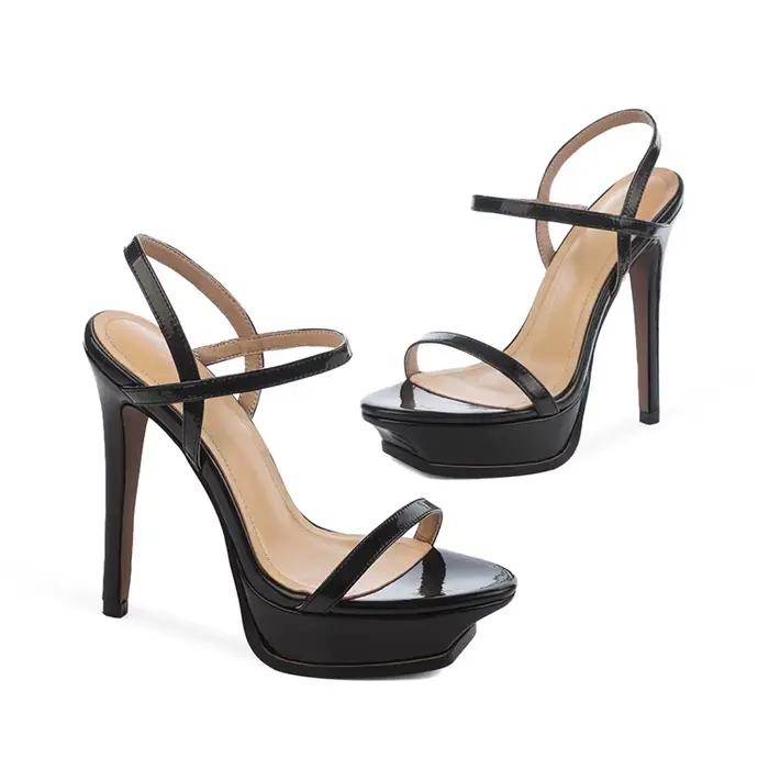 Arden Furtado 2025 été métal peau de vache plate-forme Banquet chaussures bout rond Sexy Super haut