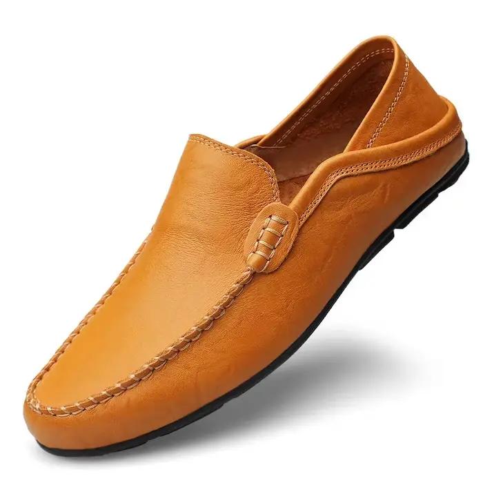Mocassins en Cuir group pour Homme, Chaussures Italiennes Décontractées, Marque de Luxe, Légères, Re