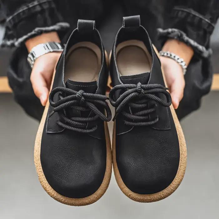 Hommes grande taille rétro Style britannique chaussures en cuir PU cheville confortable pied sensati