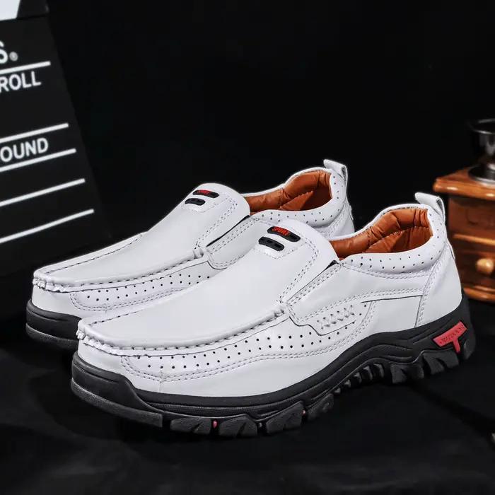 FLYLAND Mocassins classiques en cuir pour hommes Vintage Couture à la main Oxfords Chukka Boots Bott