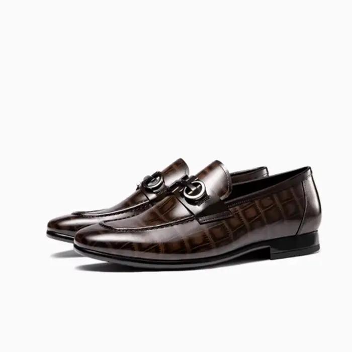 Nouvelles chaussures en cuir brillant pour hommes, mocassins respirants en cuir véritable d'affaires