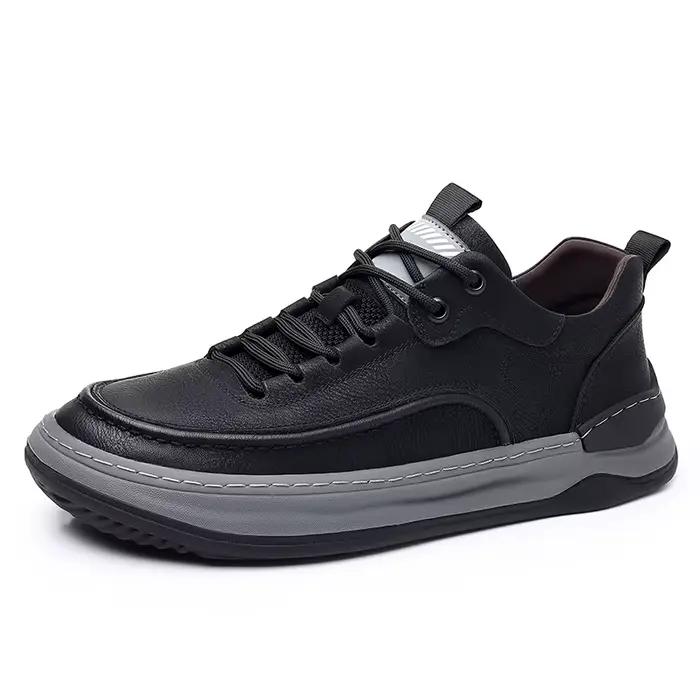 Chaussures de sport en cuir véritable pour hommes, baskets de marque décontractées à lacets, tennis
