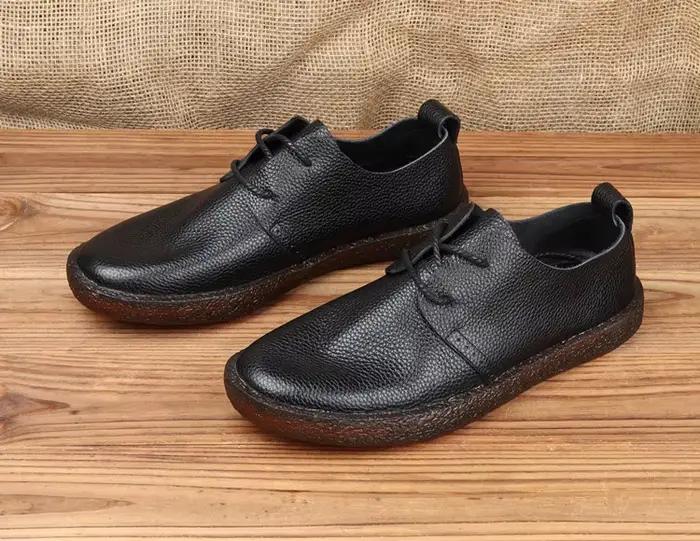 Chaussures décontractées en cuir marron/noir pour hommes, semelle épaisse antidérapante, légères et