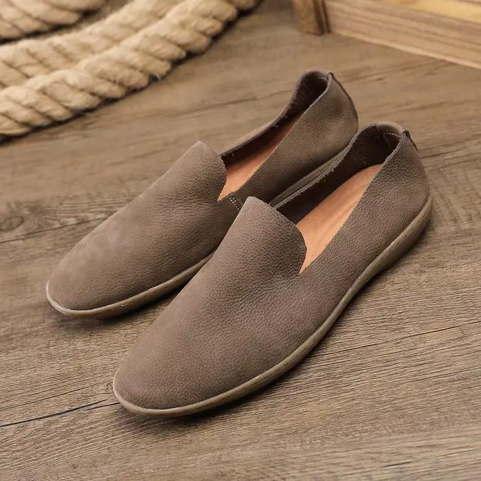 Gris hommes chaussures décontractées italien hommes mocassins sans lacet chaussures plates pour homm