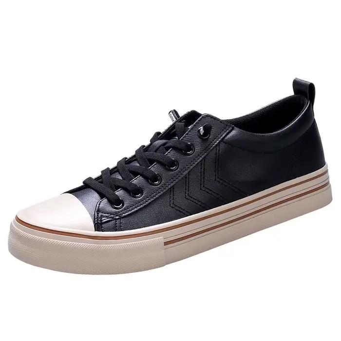 Chaussures en cuir pour hommes basses confortables chaussures de bureau plates décontractées chaussu