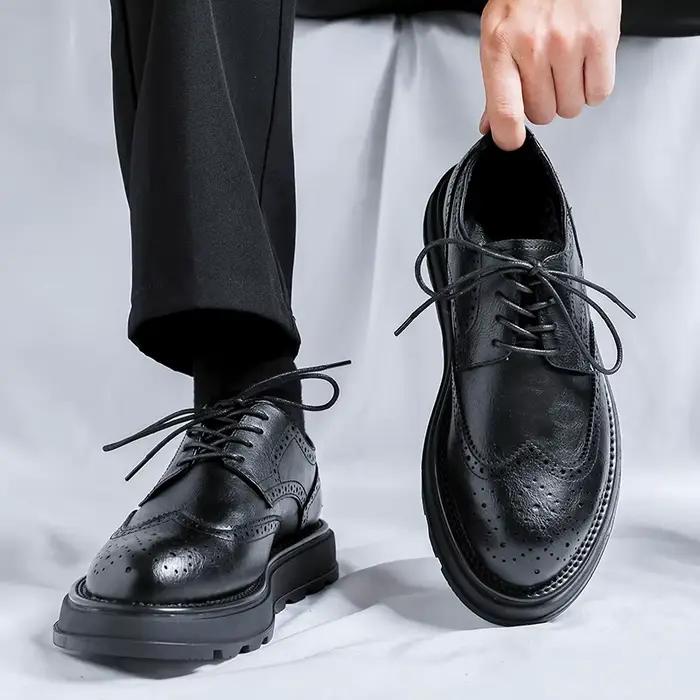 Chaussures classiques en cuir pour hommes, Brogue, Confortable, Mode, Marque, 2024