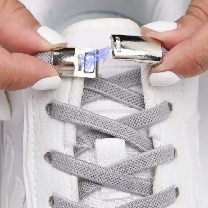 Nouveaux lacets à serrure magnétique sans attaches lacets élastiques baskets sans cravate lacets de