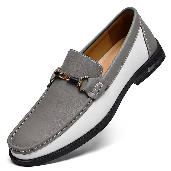 Marque de luxe en cuir véritable hommes chaussures de mariage sans lacet mocassins nouvelle tendance