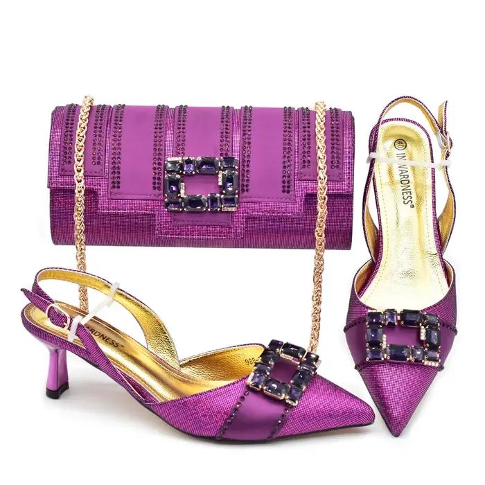 Doershow nouveauté chaussures de mariage africaines et ensemble de sacs couleur or chaussures italie