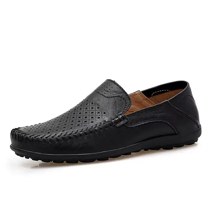 Mocassins en cuir véritable pour hommes, respirants, à enfiler, décontractés, style bateau, design i