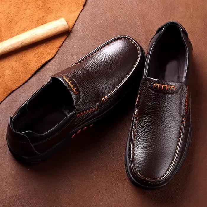 Chaussures en cuir véritable pour hommes, chaussures décontractées en cuir de vache souple, nouvelle