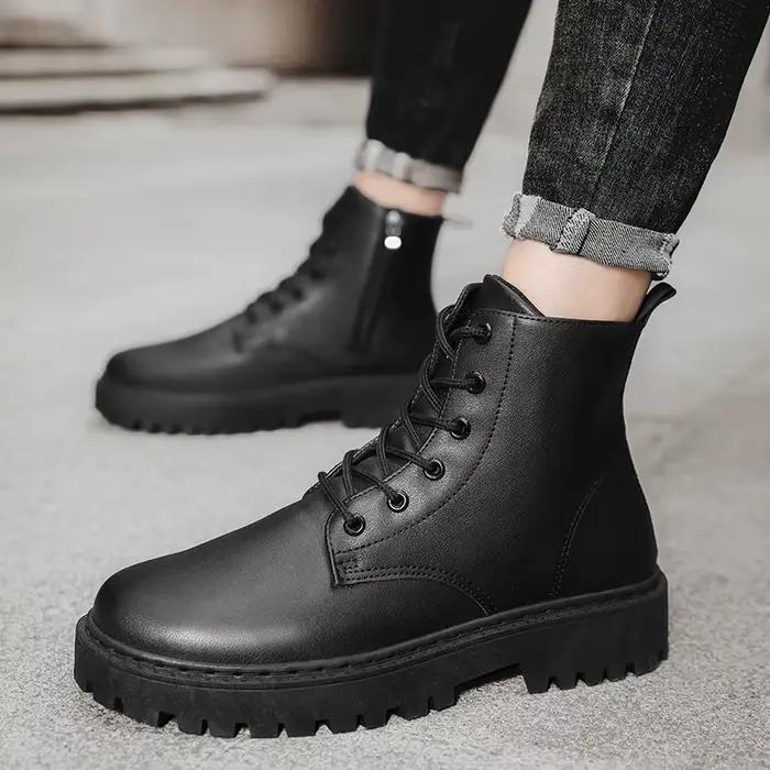 Chaussures décontractées pour hommes bottines classiques à talons bas bottes courtes mi haut marche