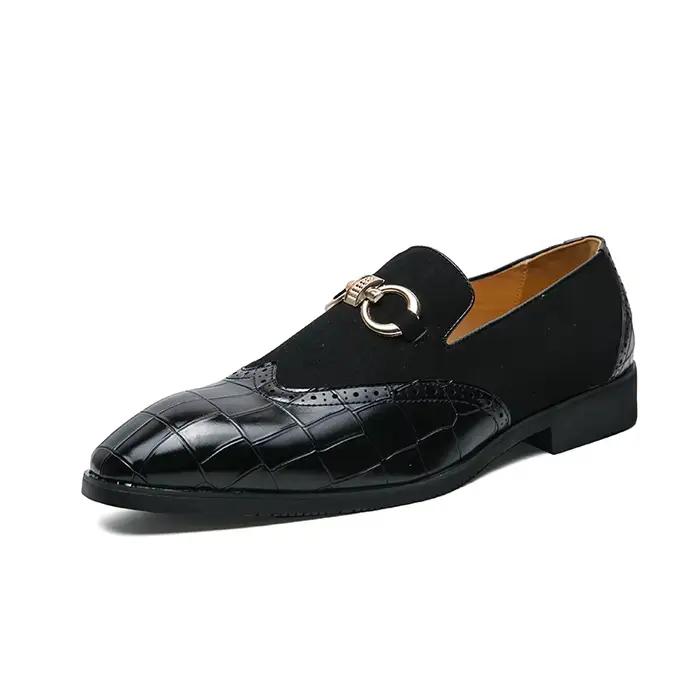 Mocassins en cuir à la mode italienne pour hommes, chaussures d'affaires formelles, chaussures point