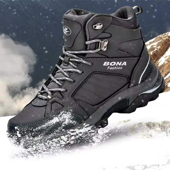BONA-Bottes en cuir coordonnantes pour homme, chaussures de neige confortables et durables, courtes