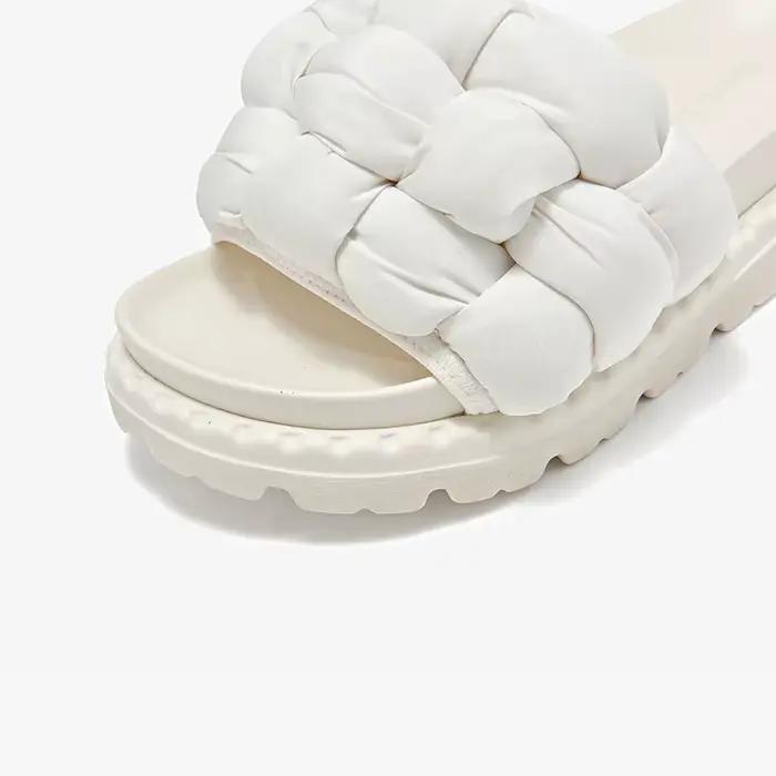 BEAUTODAY-Pantoufles d'Extérieur en Tissu Solide, Chaussures Plates Confortables et Décontractées, F
