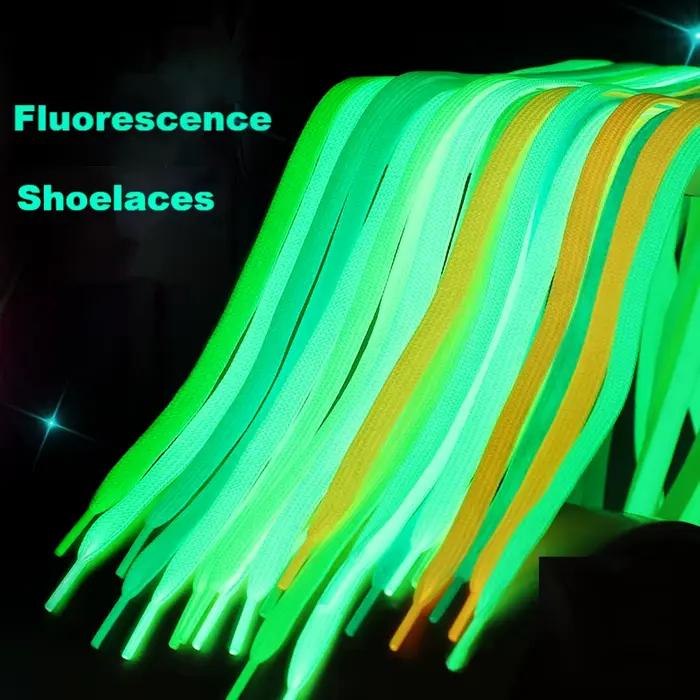 Lacets lumineux lacets plats baskets lacets de chaussures brillent dans la nuit couleur fluorescente