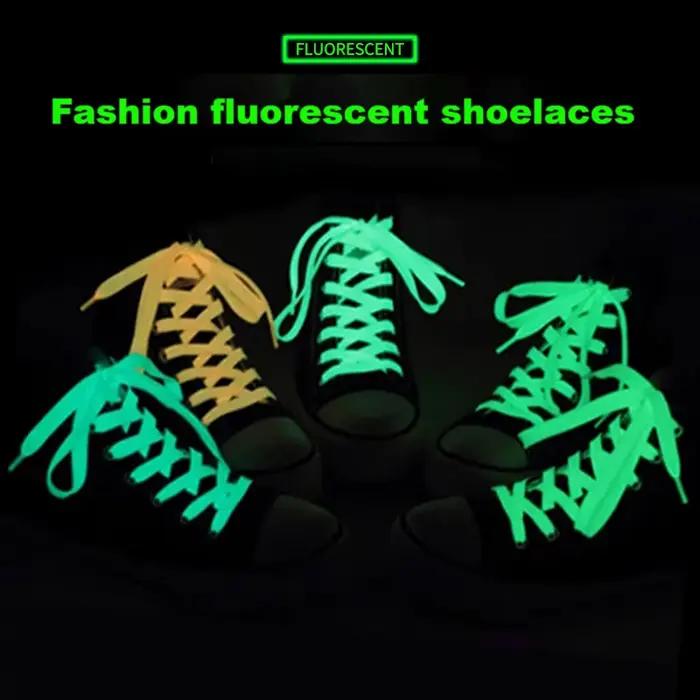 Lacets lumineux lacets plats baskets lacets de chaussures brillent dans la nuit couleur fluorescente