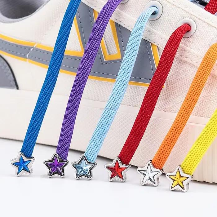 Nouveau diamant sans cravate lacets coloré étoile strass lacets de chaussures sans attaches lacets é