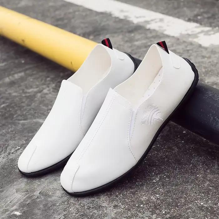 Chaussures décontractées en cuir non ald pour hommes, coupe basse, semelle souple, chaussures de con