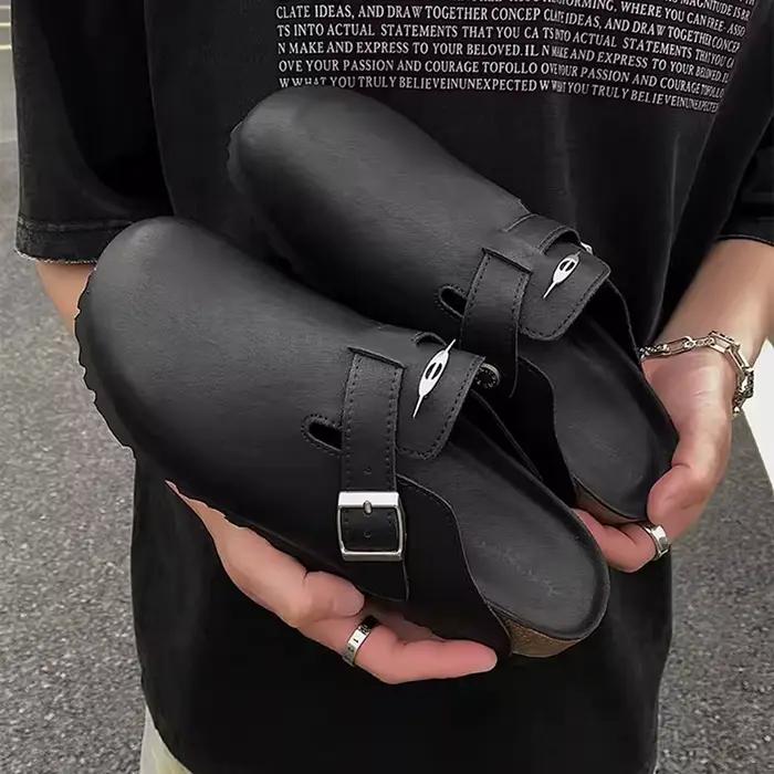 Chaussures Birken rétro en cuir noir pour hommes, pour l'extérieur, nouvelles pantoufles à semelle é