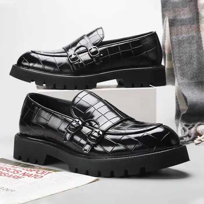 Chaussures à plateforme en cuir à enfiler pour hommes, mocassins à l'offre elles optiques, chaussure