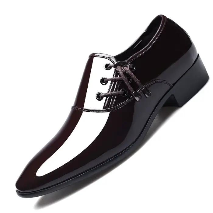 Chaussures habillées décontractées brillantes pour hommes, nouveau modèle, en cuir à bout pointu, ba