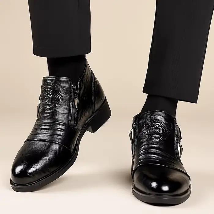Bottines Chelsea assorties avec tout pour hommes, chaussures d'affaires en cuir souple avec fermetur