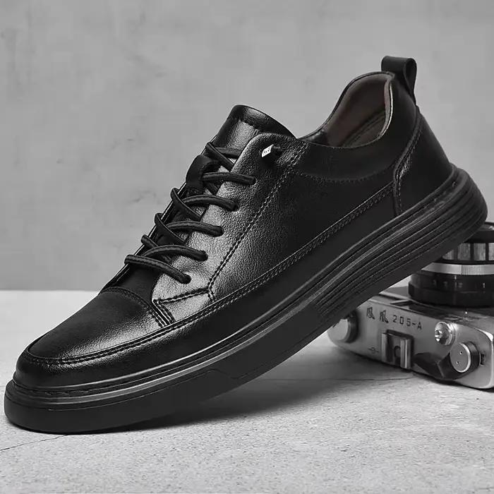 Classiques marron en cuir véritable chaussures décontractées hommes chaussures de Jogging hiver chau