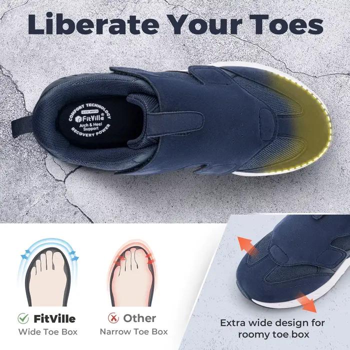 Chaussures Diabétiques FitVille pour Hommes – Largeur Spéciale, Faciles à Enfiler, pour Pieds Gonflé