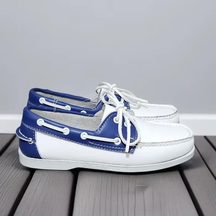 2026 Chaussures bateau en cuir véritable pour hommes, mocassins de marque cousus main en cuir pleine