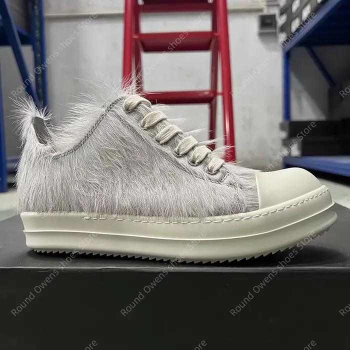 Chaussures décontractées pour hommes, marque de qualité supérieure, fourrure de cheval grise