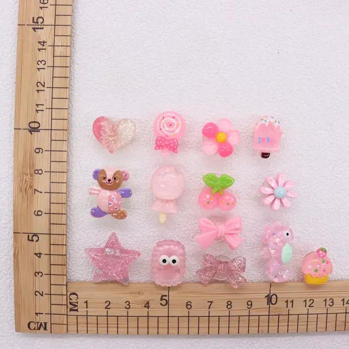 Vente unique 1-14 pièces breloques de chaussures rose sucette arc étoile coeur gâteau fleur accessoi