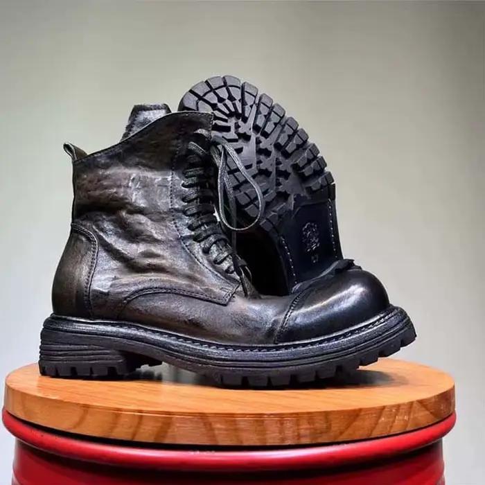 Bottines en cuir véritable faites à la main pour hommes, chaussures montantes de haute qualité, Styl