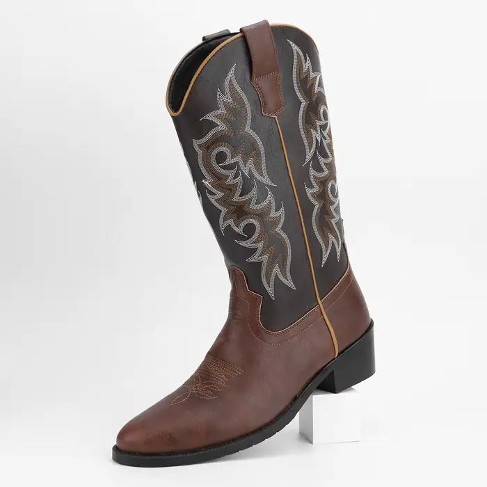 Bottes de cowboy du désert brodées à la mode pour hommes