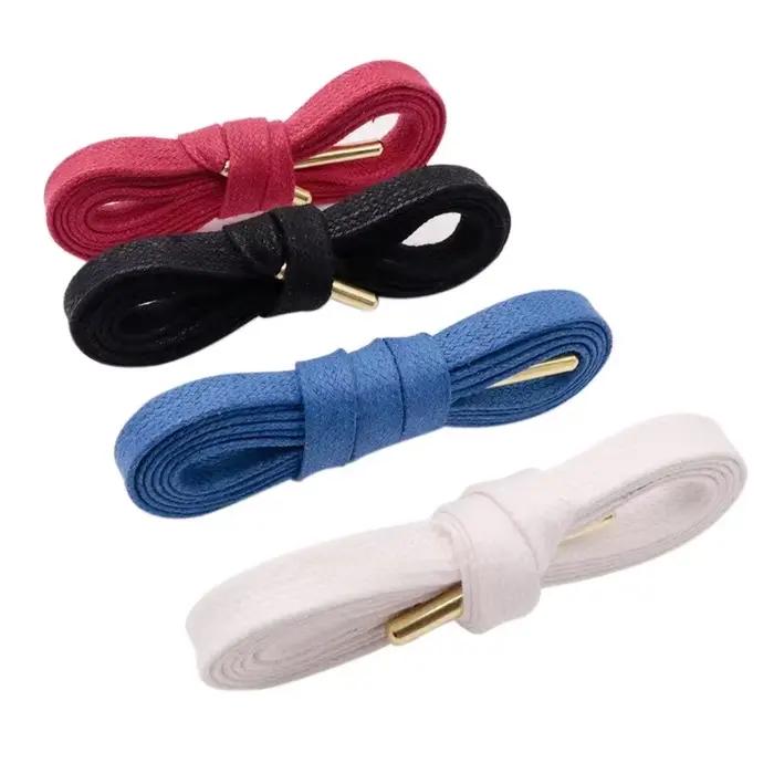Coolstring – lacets cirés avec pointes en métal doré, 8MM, 100% coton, noir, blanc, rouge, bleu, imp