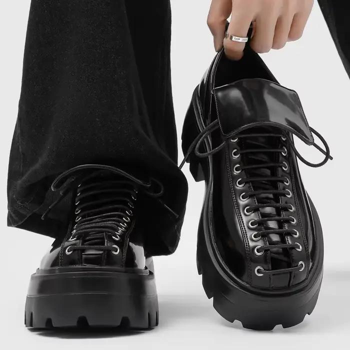 Chaussures Derby à bout rond pour hommes, collection Printemps 2026 Paris, à semelle épaisse, décont