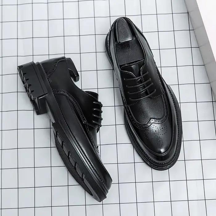 Chaussures en cuir à lacets pour jeunes hommes, chaussures d'affaires formelles, chaussures de maria