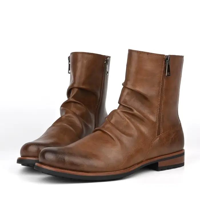 Bottes rétro à talons bas pour hommes, style britannique, décontracté, 03