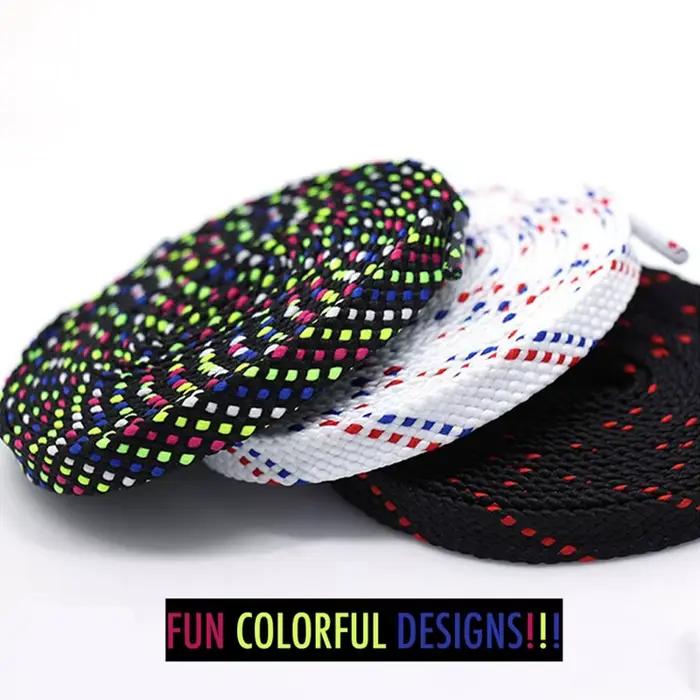 Nouveaux lacets pour baskets lacet plat sergé Original motif bicolore haut de gamme lacets de chauss