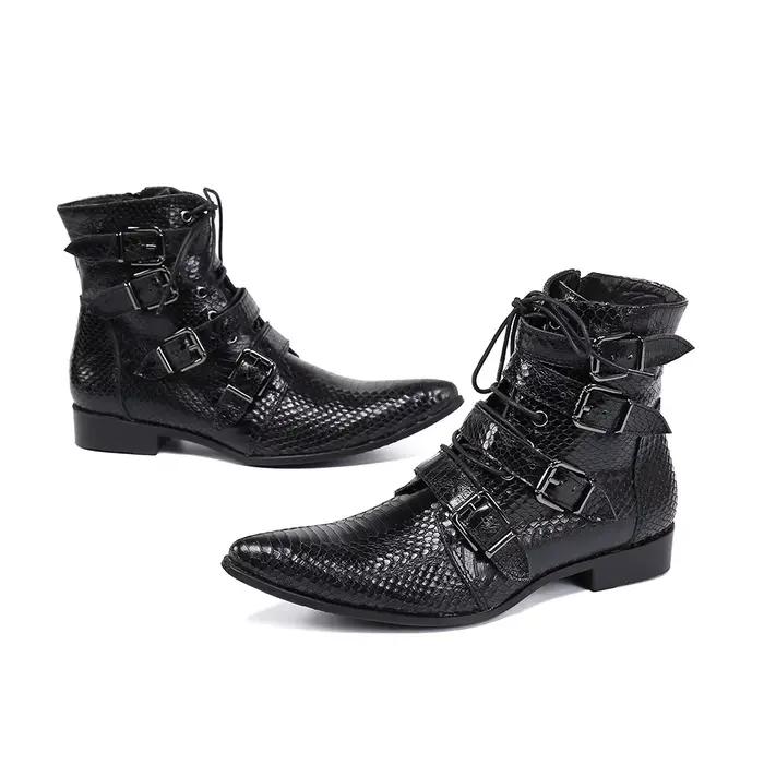 Bottes provoqué en cuir de vache pour hommes, chaussures de mariée, modèle de spectacle, banquet, fê
