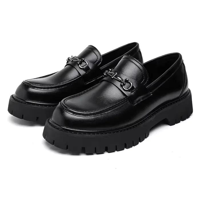 STRONGSHEN hommes chaussures en cuir à semelles épaisses Style britannique chaussures d'affaires for