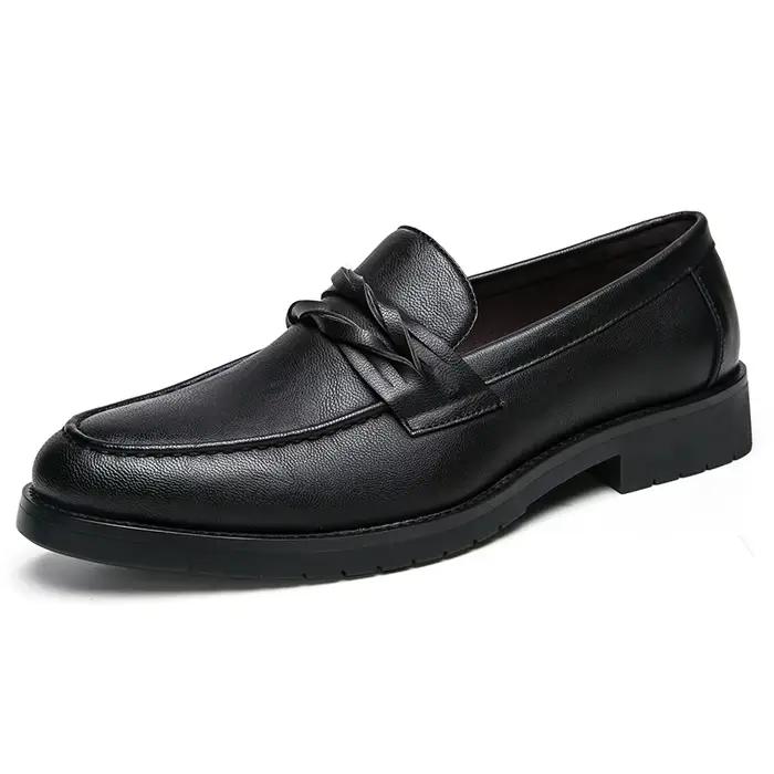 Chaussures en cuir décontractées pour hommes, mocassins en cuir habillés, chaussures classiques déco